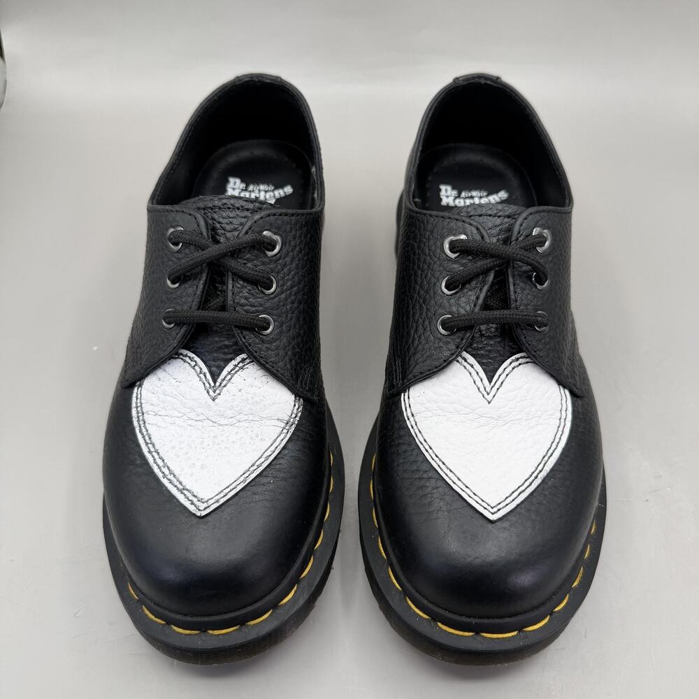 Dr. Martens 1461 Amore Shoes Womens Size 6 Black White Heart Leather Flats
